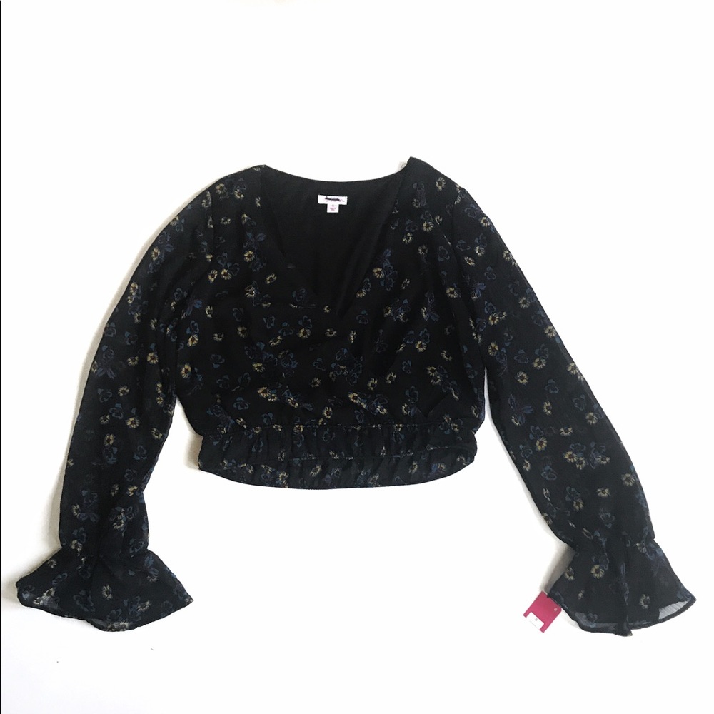 Floral Bell Sleeve Floral Crop Top Size S